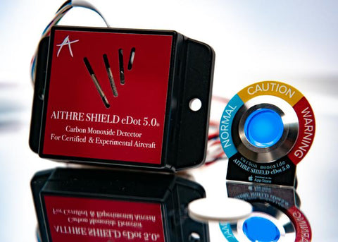 Aithre Shield eDot 5.0 CO Detector - FAA Part 23 Approved - Panel LED indicator - with iOS App