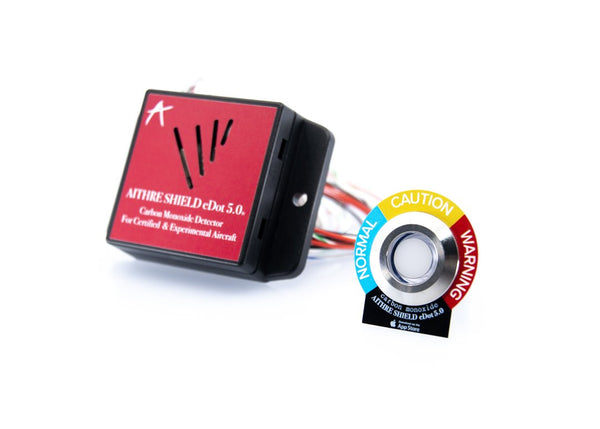 Aithre Shield eDot 5.0 CO Detector - FAA Part 23 Approved - Panel LED indicator - with iOS App